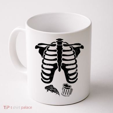 Skeleton Maternity Pizza & Beer Black Coffee Mug