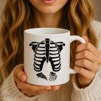 Skeleton Maternity Pizza & Beer Black Coffee Mug thumb 3