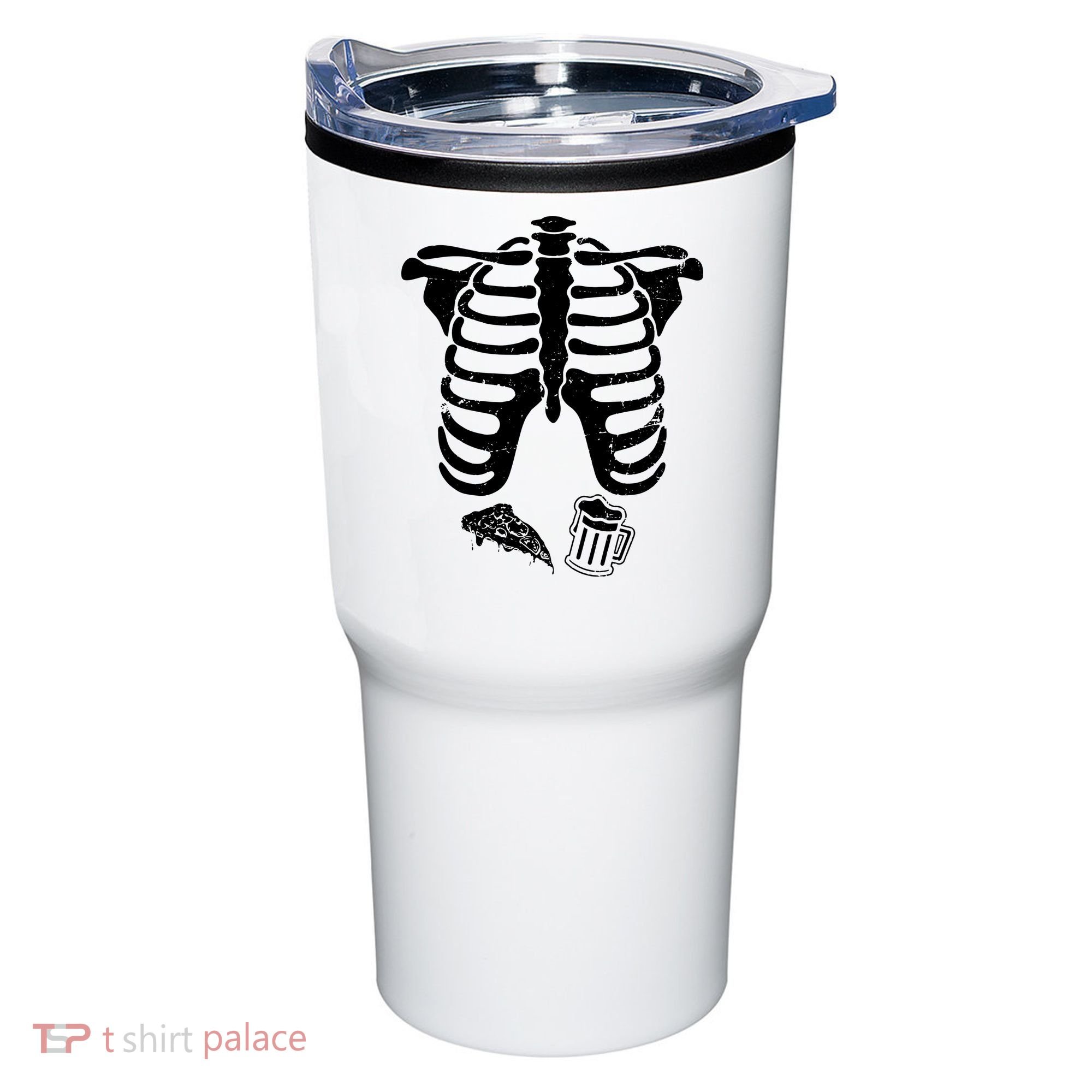 Skeleton Maternity Pizza & Beer Black Tumbler