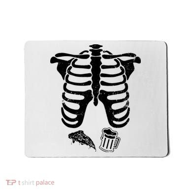 Skeleton Maternity Pizza & Beer Black Mousepad