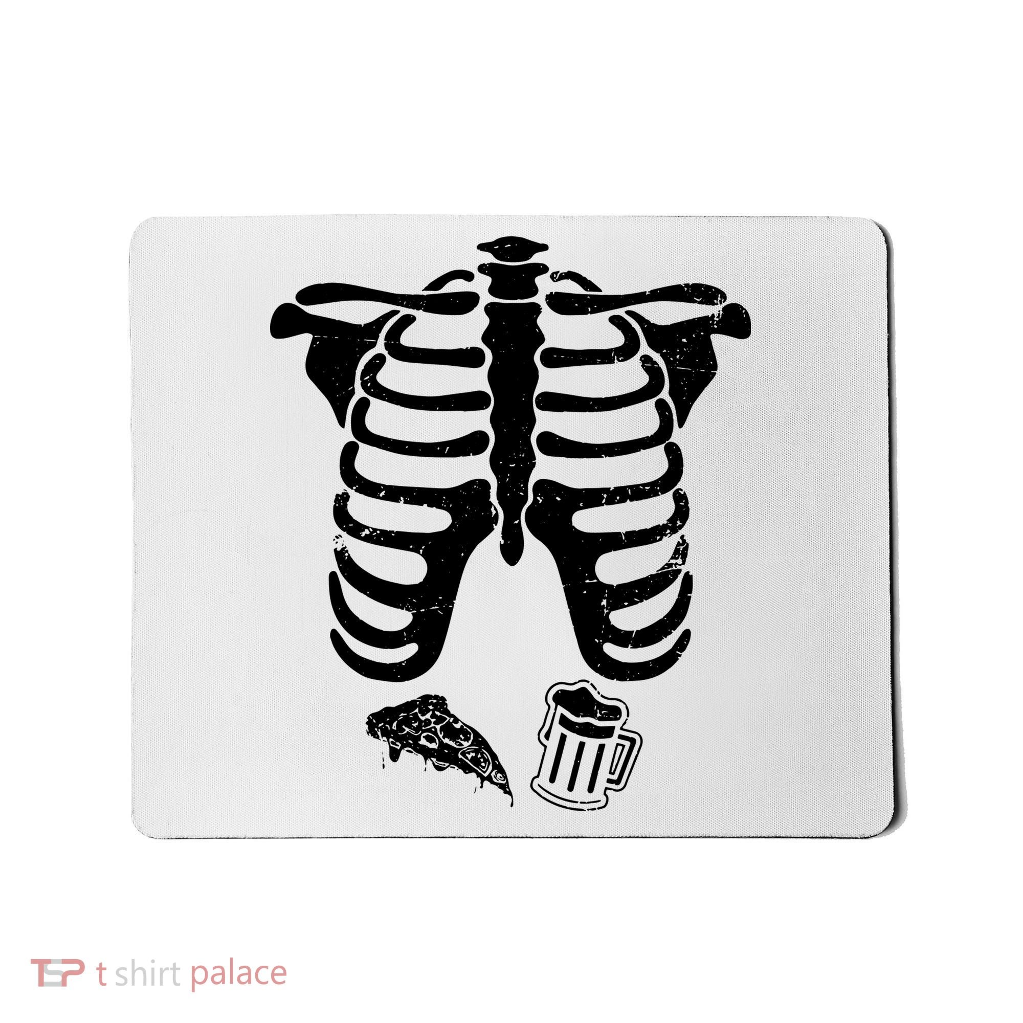 Skeleton Maternity Pizza & Beer Black Mousepad