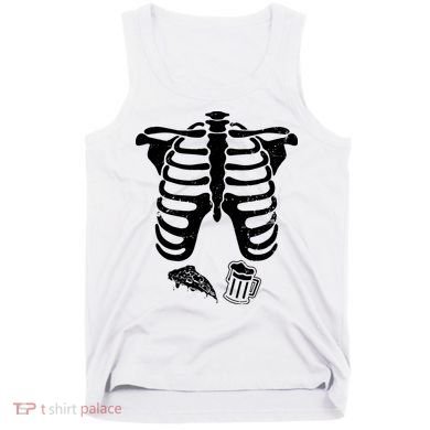 Skeleton Maternity Pizza & Beer Black Tank Top