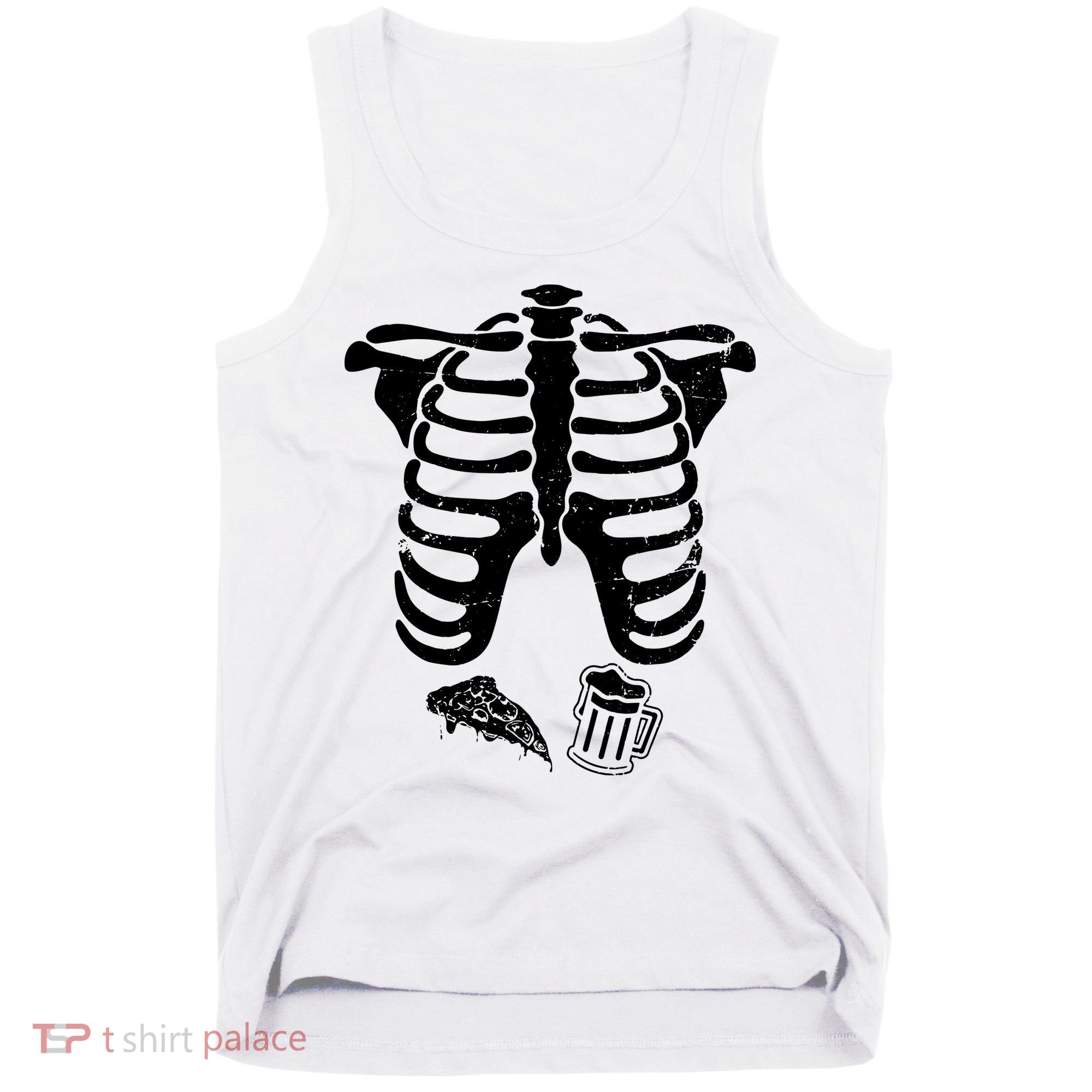 Skeleton Maternity Pizza & Beer Black Tank Top