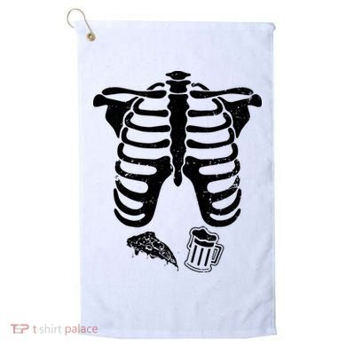 Skeleton Maternity Pizza & Beer Black Golf Towel