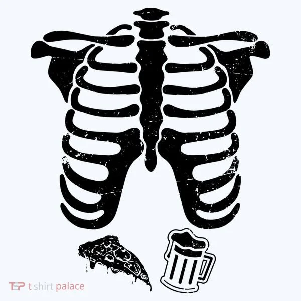 Skeleton Maternity Pizza & Beer Black Golf Towel