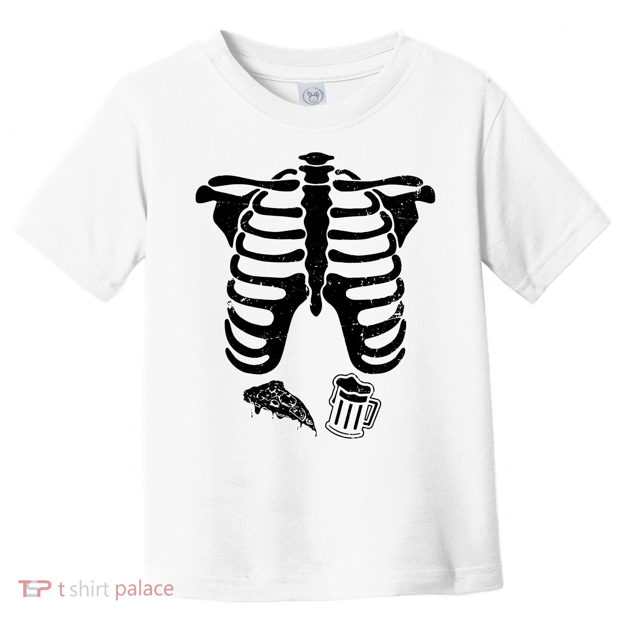 Skeleton Maternity Pizza & Beer Black Toddler T-Shirt