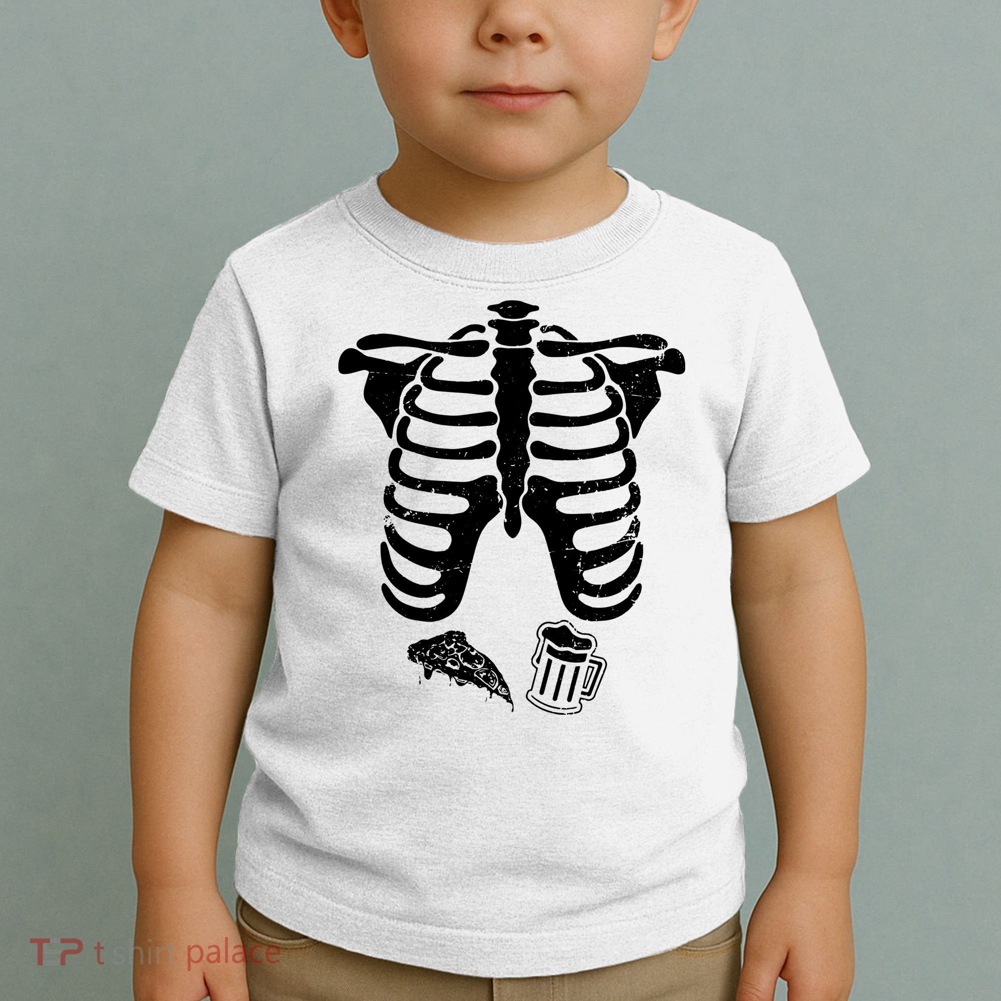 Skeleton Maternity Pizza & Beer Black Toddler T-Shirt