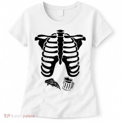 Skeleton Maternity Pizza & Beer Black Women's T-Shirt