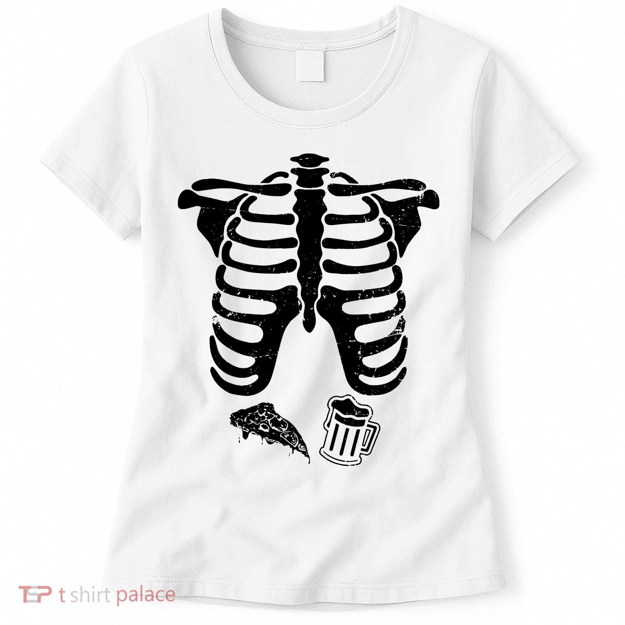 Skeleton Maternity Pizza & Beer Black Women's T-Shirt