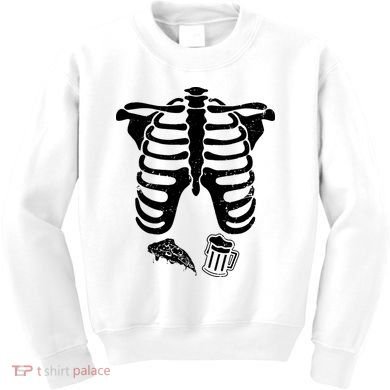 Skeleton Maternity Pizza & Beer Black Kids Sweatshirt