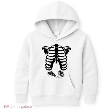 Skeleton Maternity Pizza & Beer Black Kids Hoodie