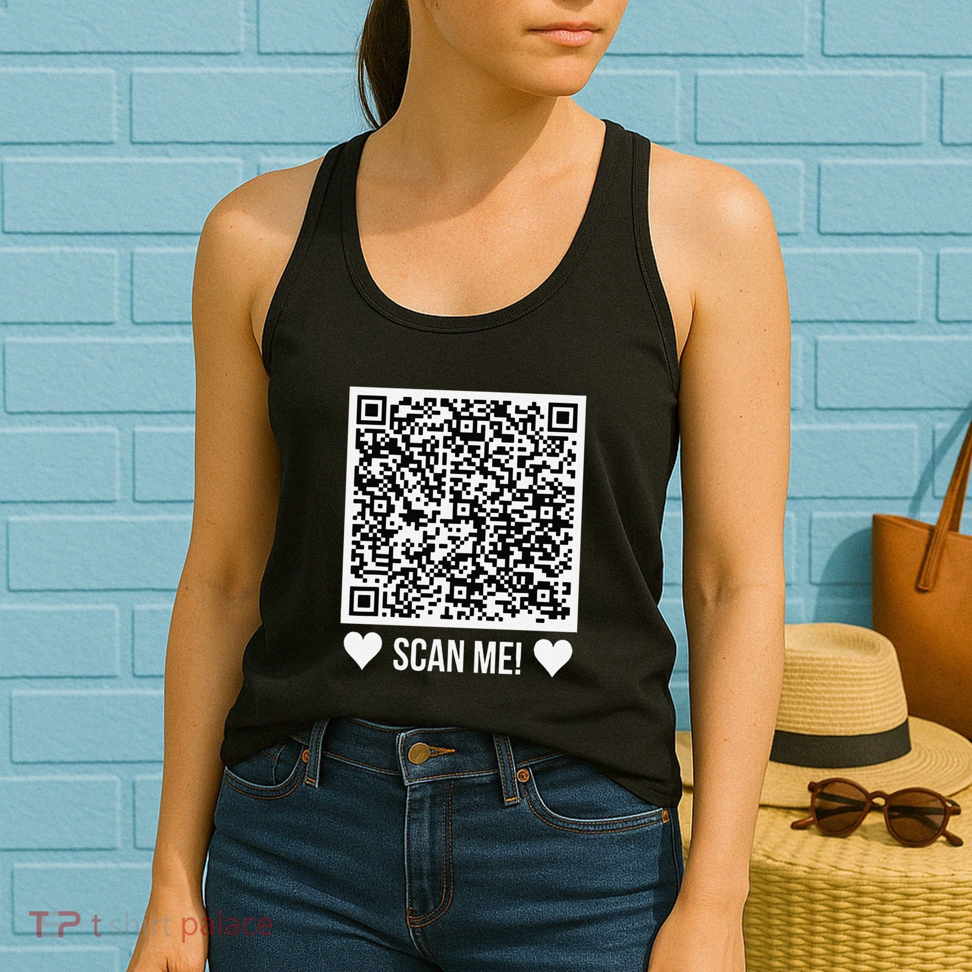 Scan Me! Qr Scan Me Original Proposal Engagement Gif Women's Tank Top