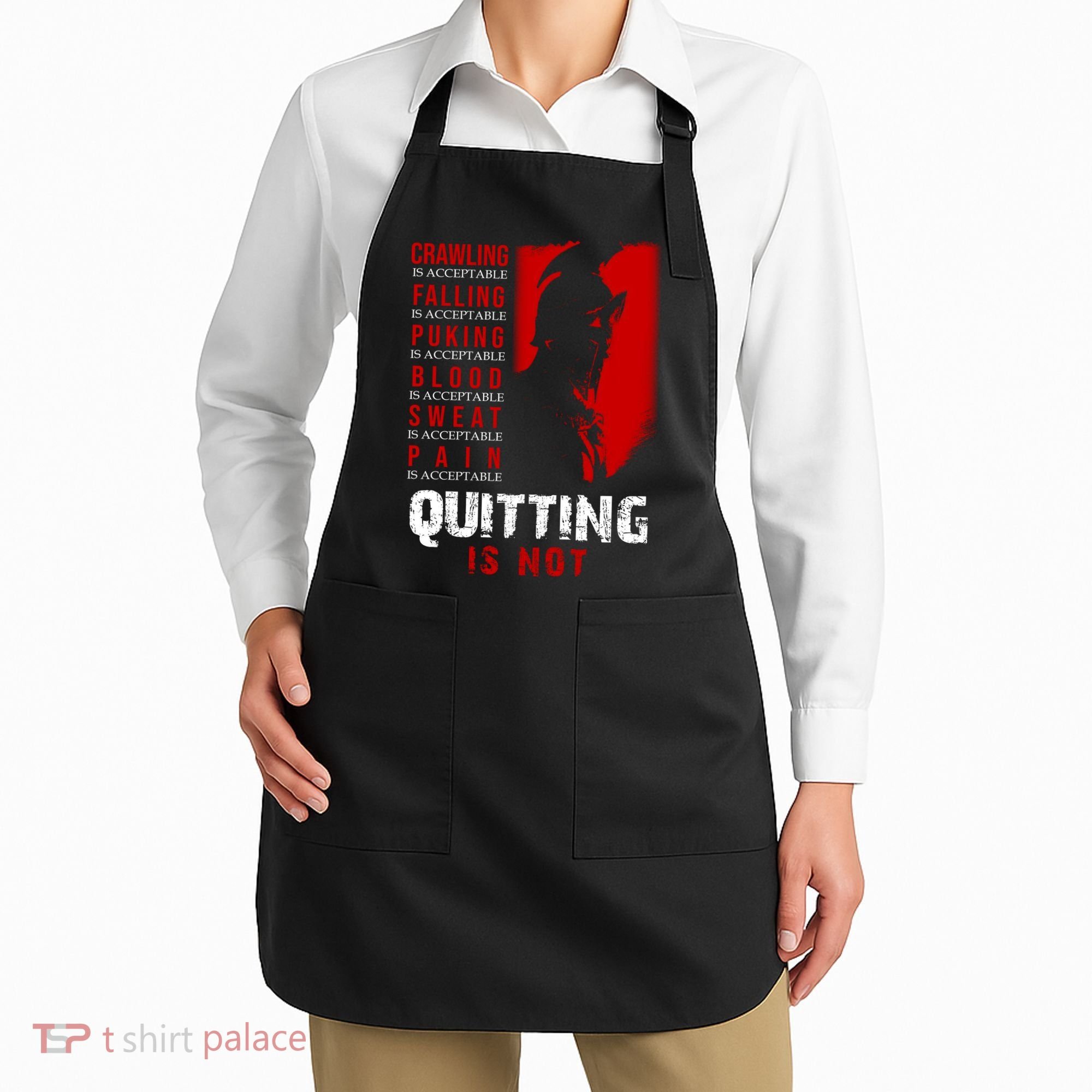 Spartan Motivational Quote Apron