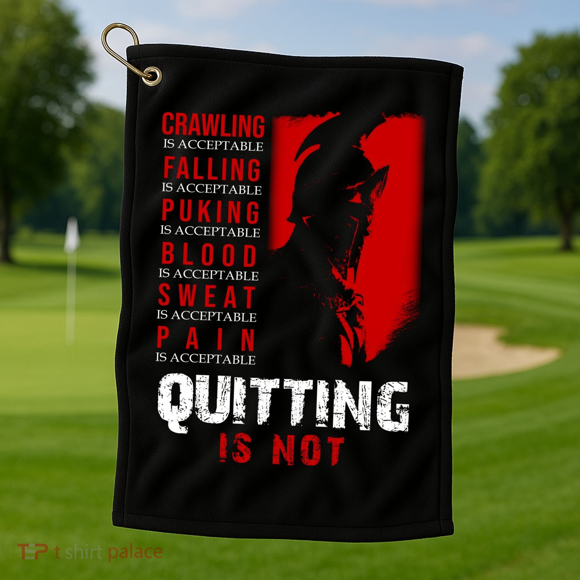 Spartan Motivational Quote Golf Towel