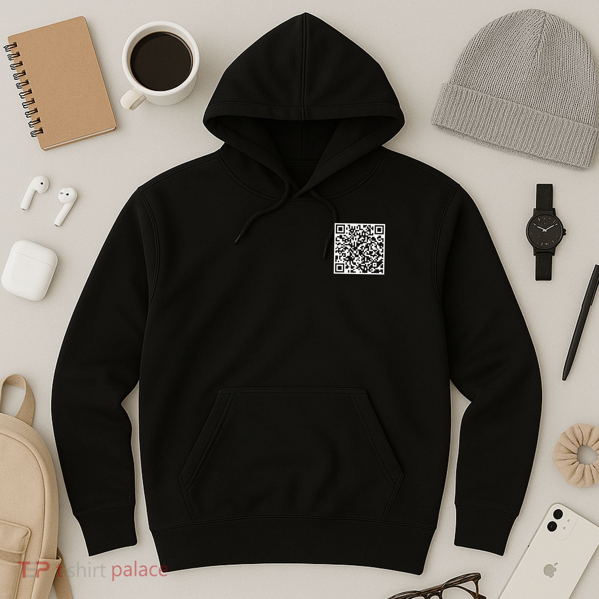 Scan Me QR Code Peace Love F*ck Off Funny Hoodie