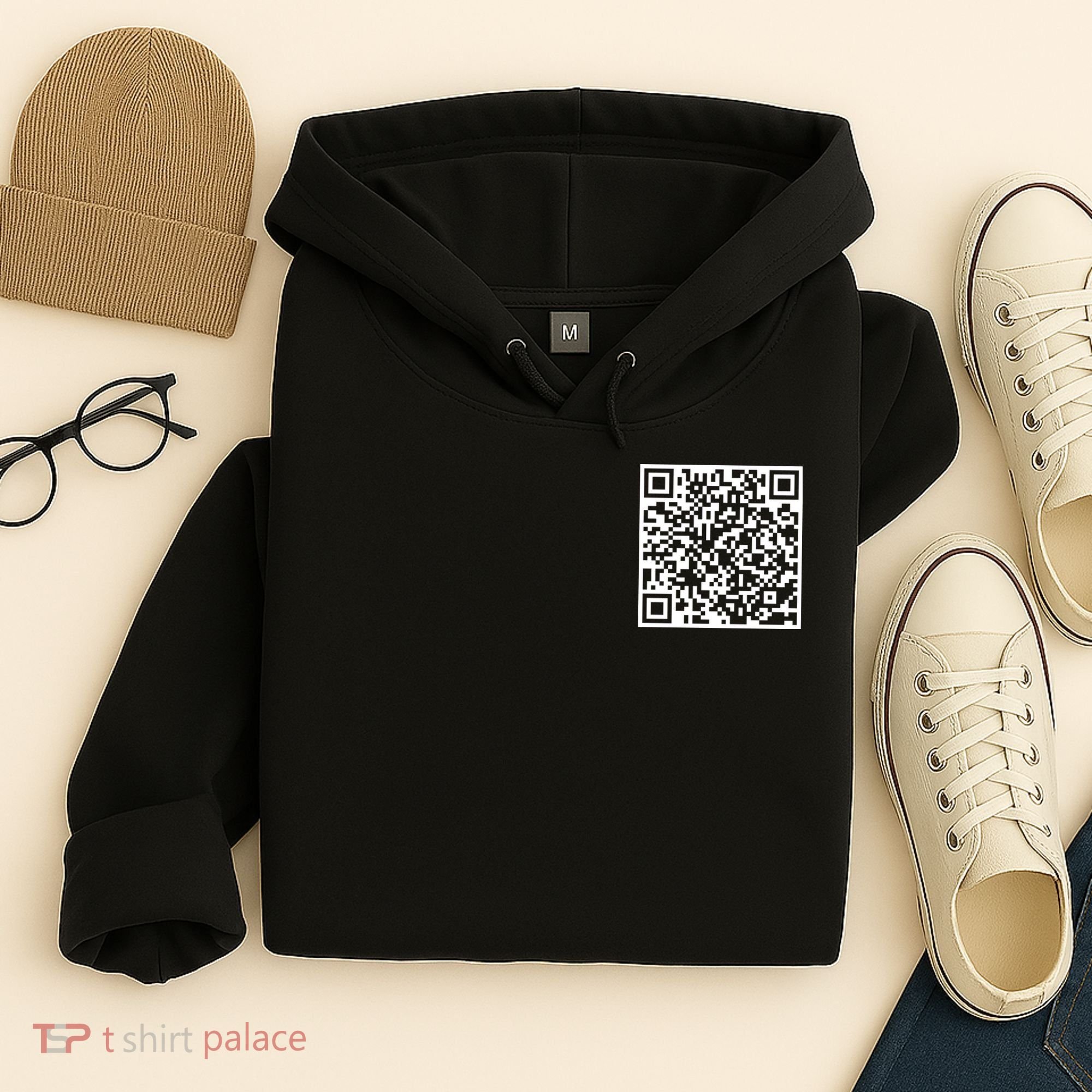 Scan Me QR Code Peace Love F*ck Off Funny Hoodie
