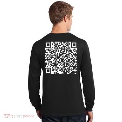 Scan Me QR Code Peace Love F*ck Off Funny Long Sleeve Shirt back