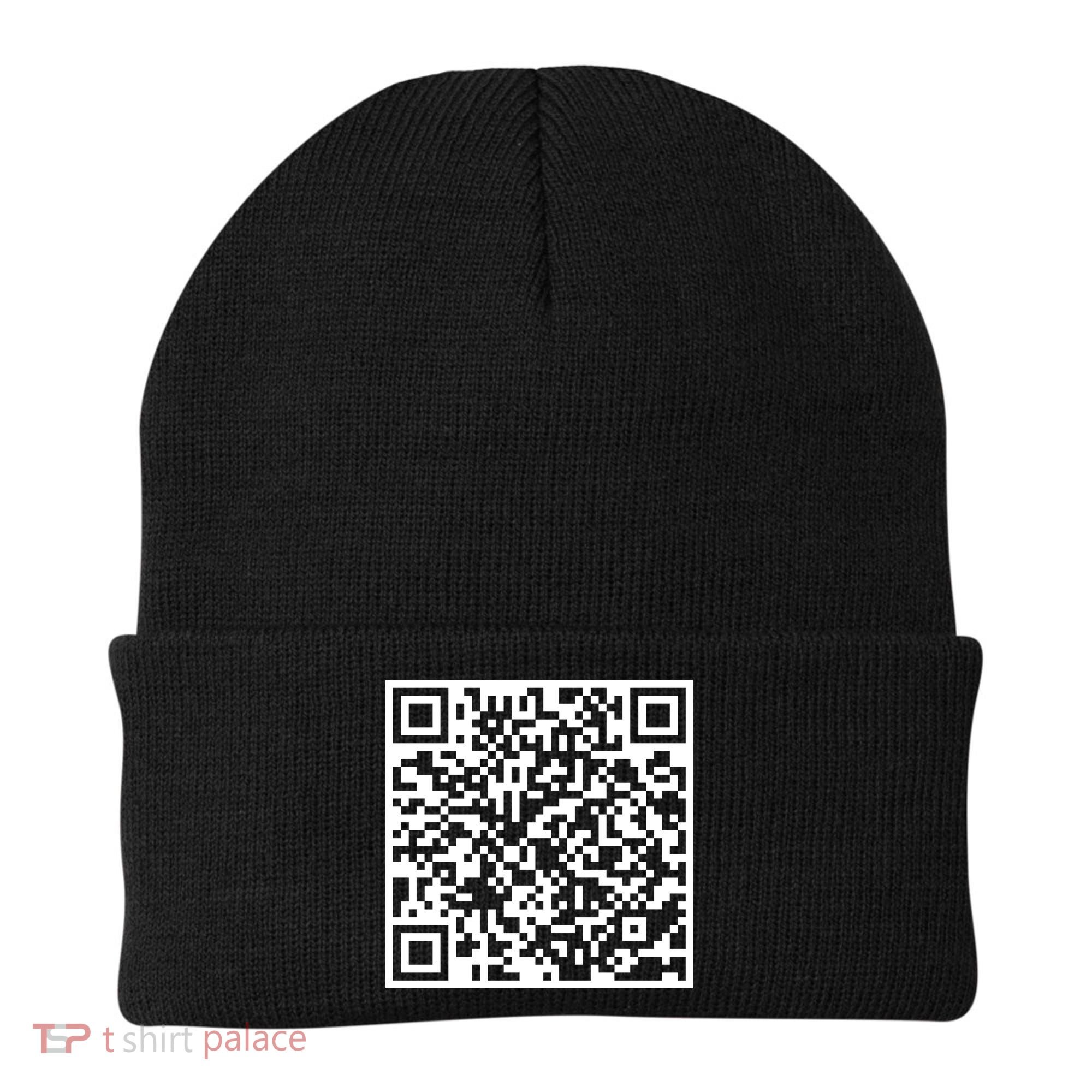 Scan Me QR Code Peace Love F*ck Off Funny Beanie