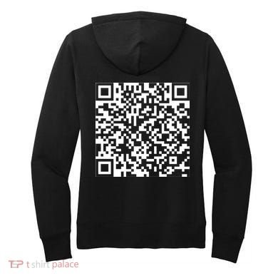 Scan Me QR Code Peace Love F*ck Off Funny Women's Hoodie back