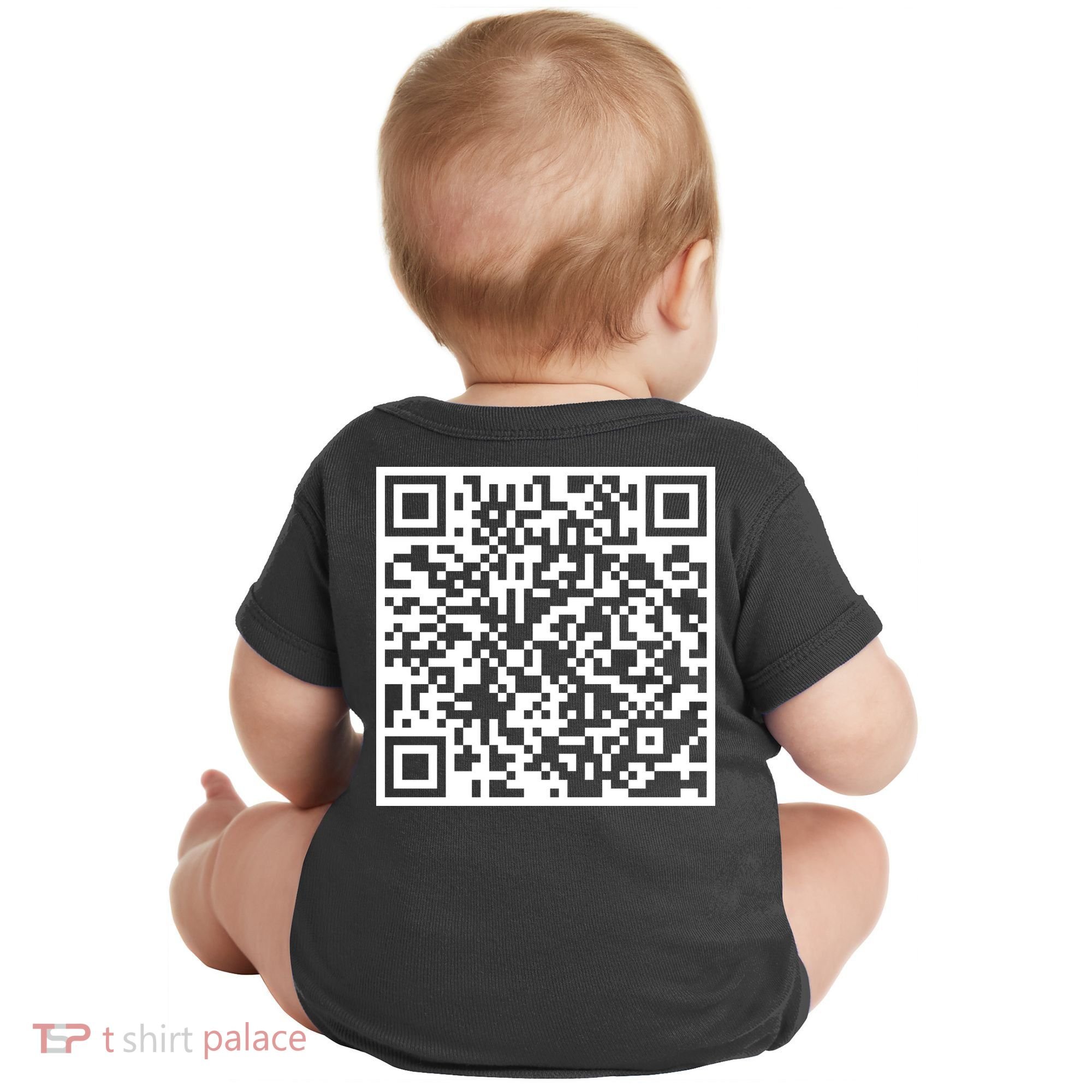 Scan Me QR Code Peace Love F*ck Off Funny Baby Bodysuit