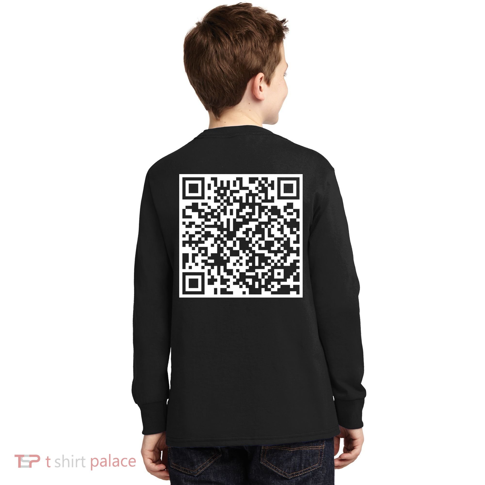 Scan Me QR Code Peace Love F*ck Off Funny Kids Long Sleeve Shirt