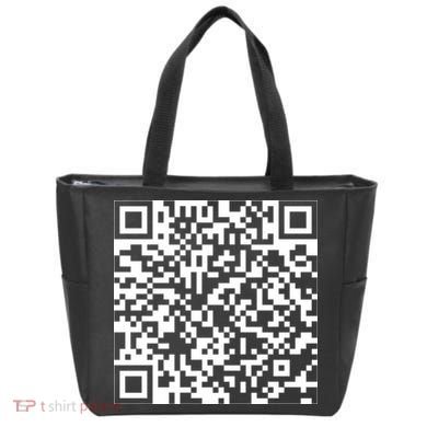 Scan Me QR Code Peace Love F*ck Off Funny Tote Bag back