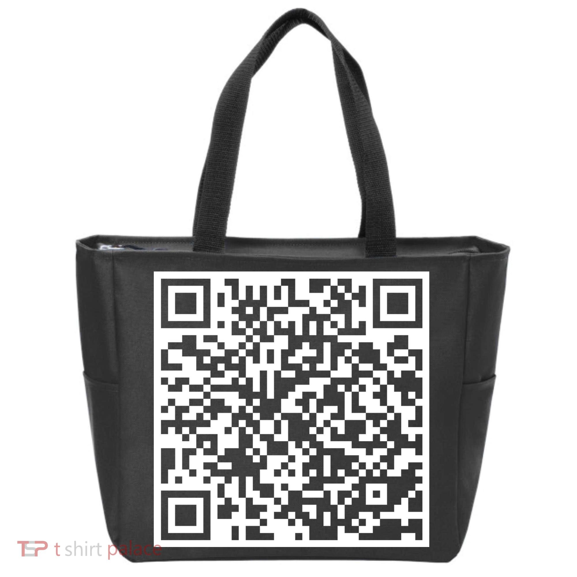 Scan Me QR Code Peace Love F*ck Off Funny Tote Bag