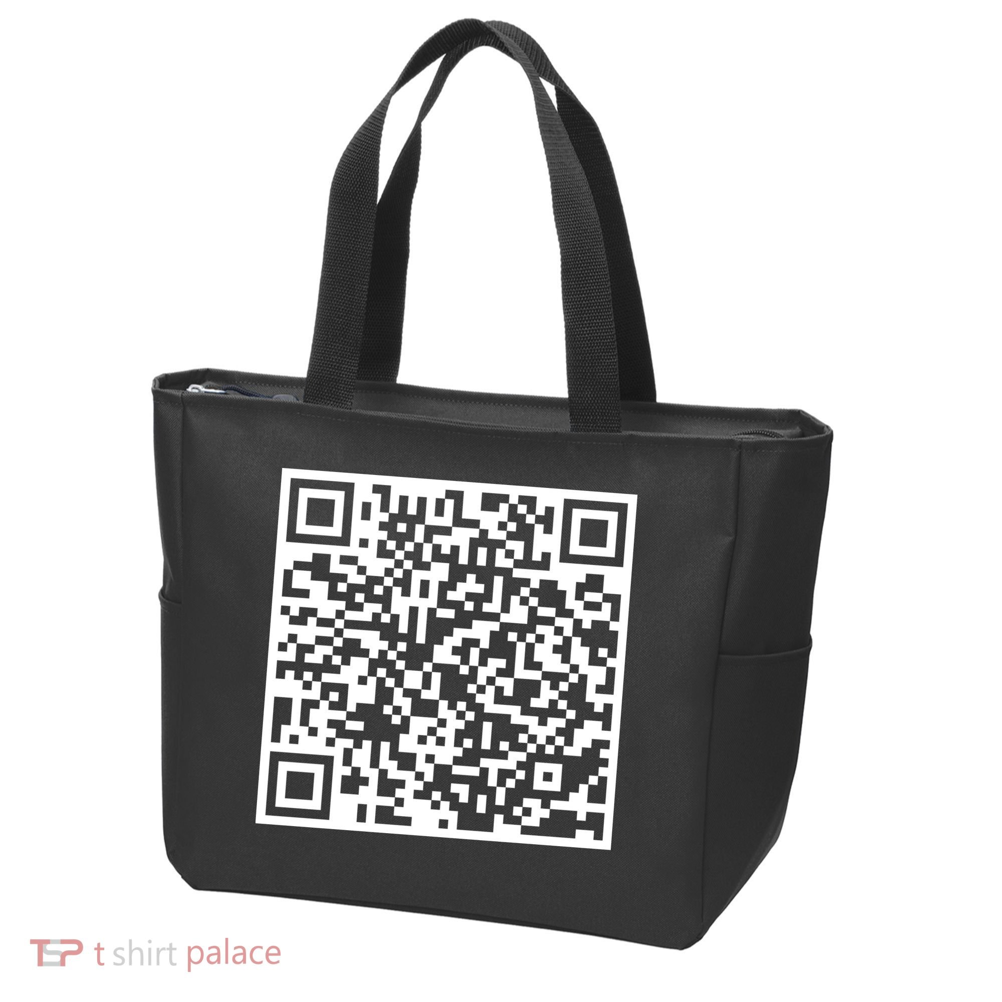 Scan Me QR Code Peace Love F*ck Off Funny Tote Bag