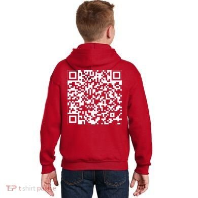 Scan Me QR Code F*ck Off Kids Hoodie back