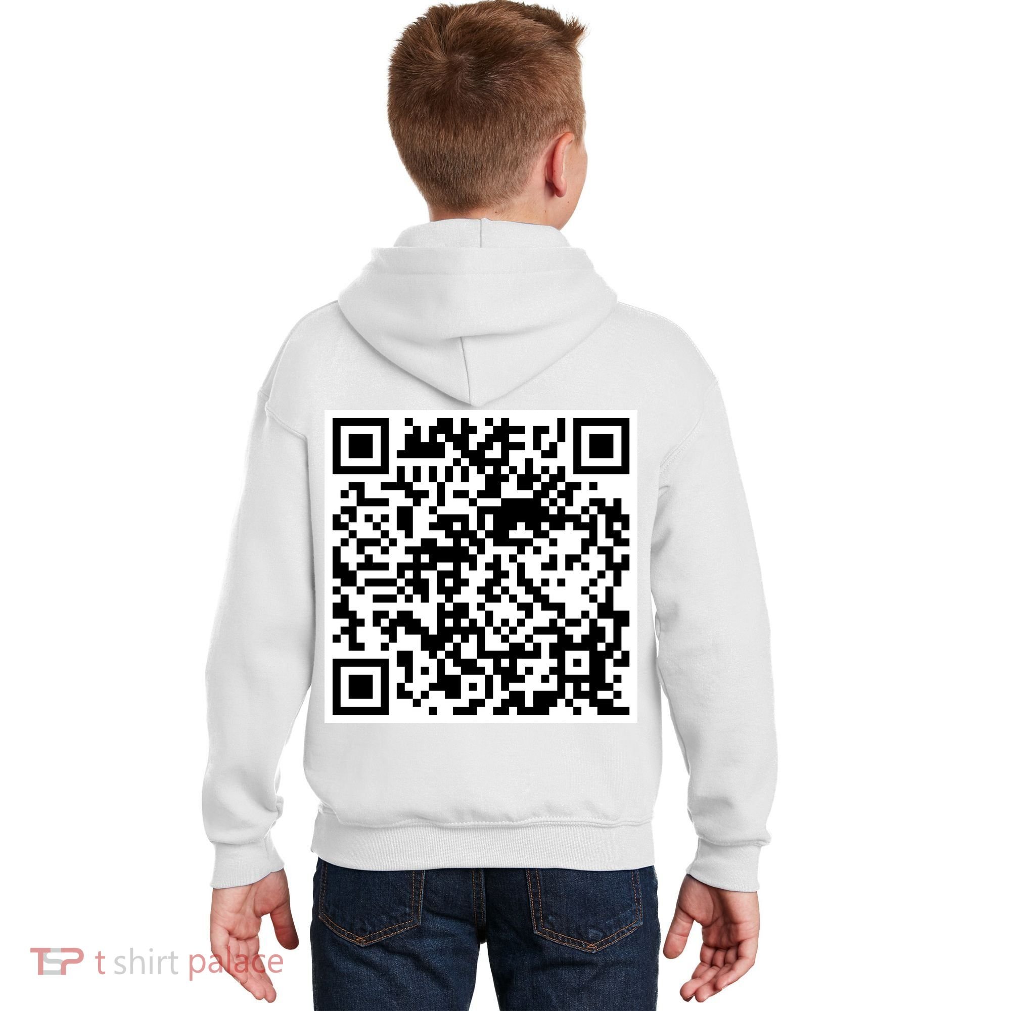 Scan Me QR Code Jesus Loves You Funny Christian  Kids Hoodie