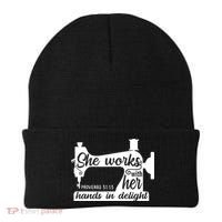 Sewing Machine Quilting Crocheting Faith Jesus God Bible Beanie thumb 0