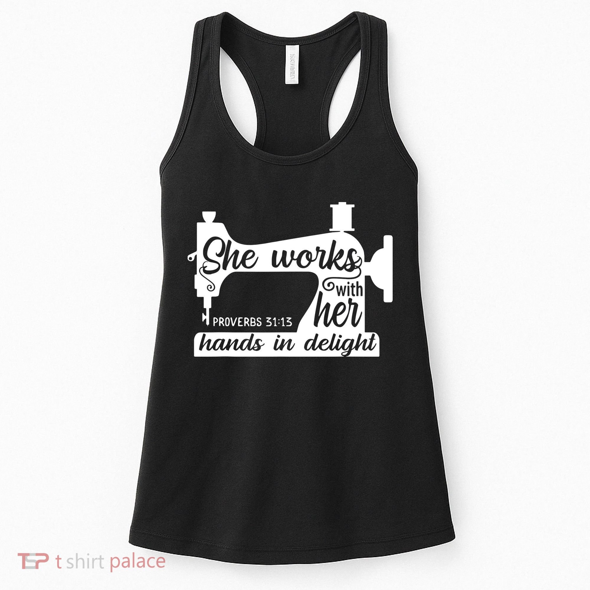 Sewing Machine Quilting Crocheting Faith Jesus God Bible Women's Tank Top