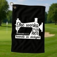 Sewing Machine Quilting Crocheting Faith Jesus God Bible Golf Towel thumb 1