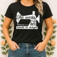 Sewing Machine Quilting Crocheting Faith Jesus God Bible Women's T-Shirt thumb 2