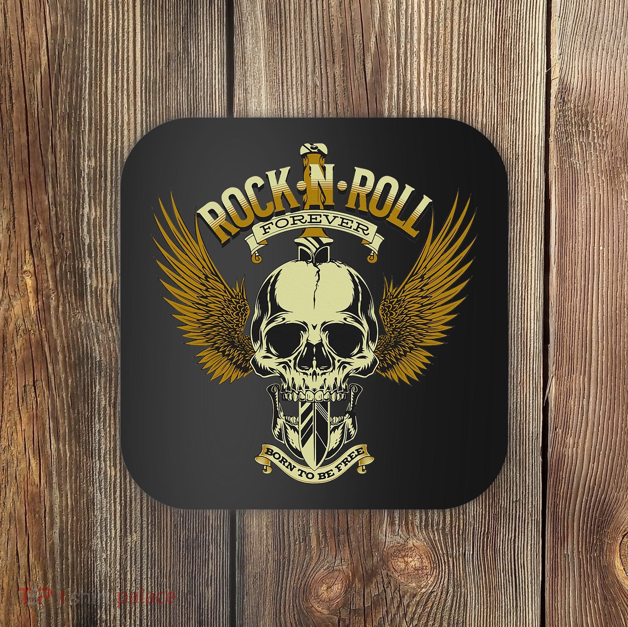 Skull Music Rock Heavy Metal Wings Coaster