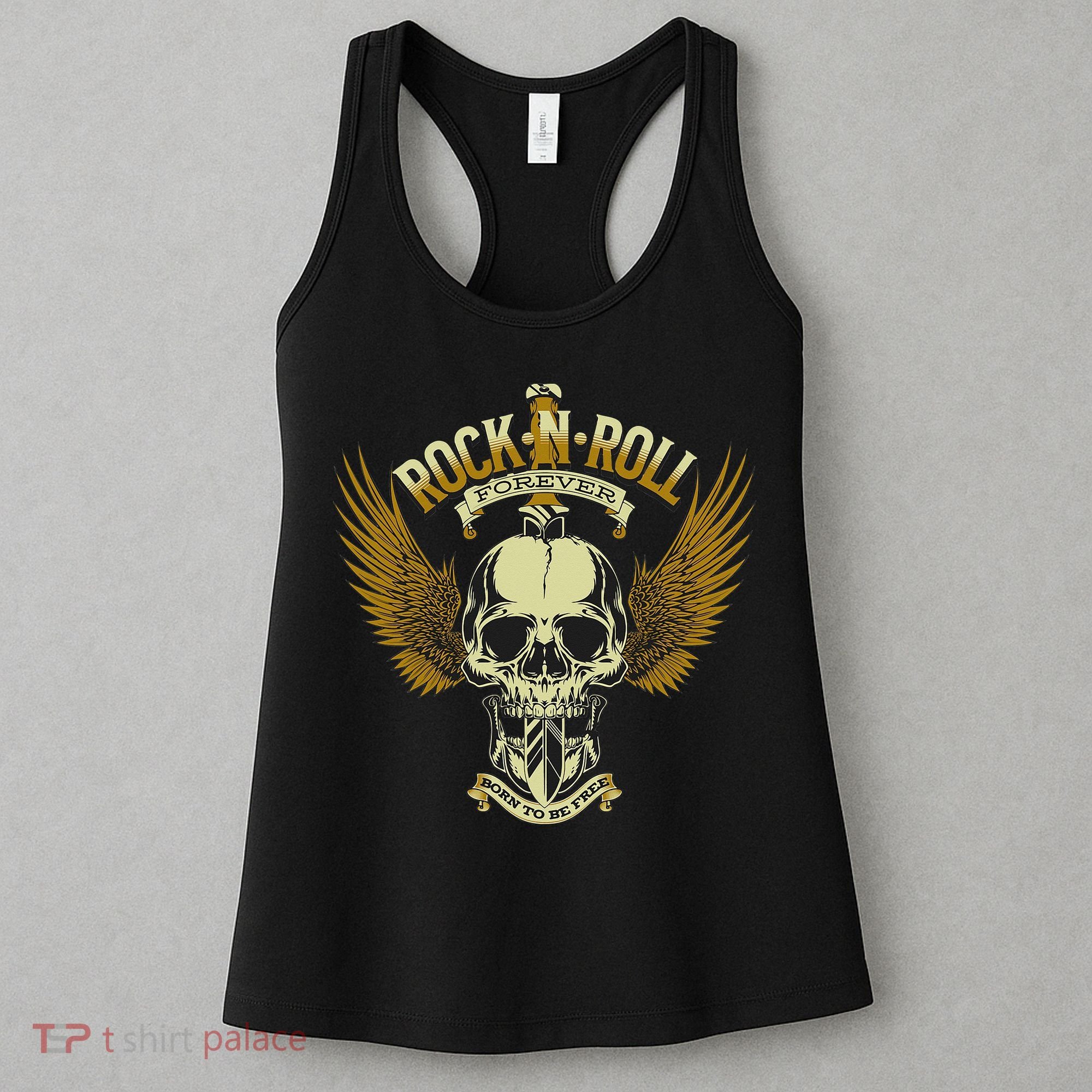 Skull Music Rock Heavy Metal Wings Women's Tank Top