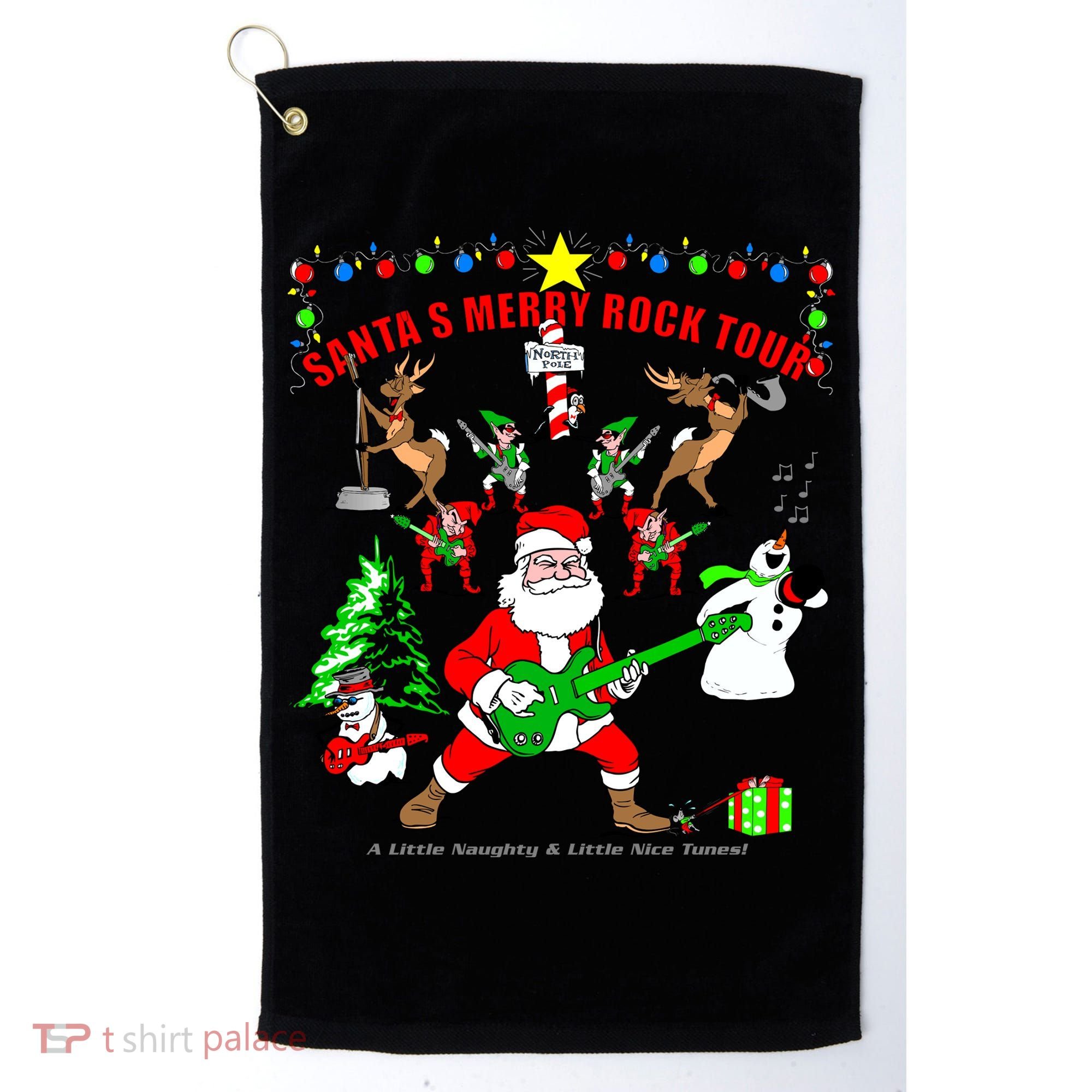 Santa's Merry Rock Tour Christmas Party Golf Towel