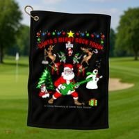 Santa's Merry Rock Tour Christmas Party Golf Towel thumb 1