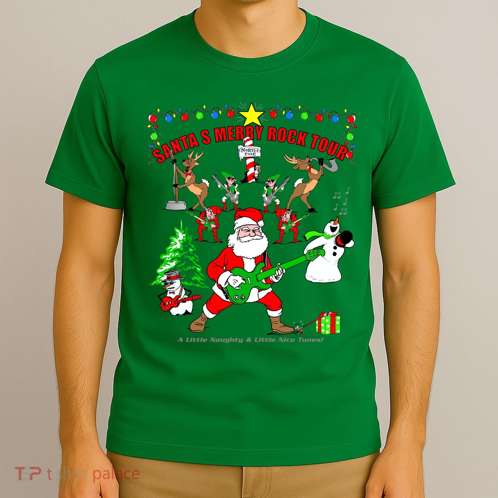 Santa's Merry Rock Tour Christmas Party T-Shirt