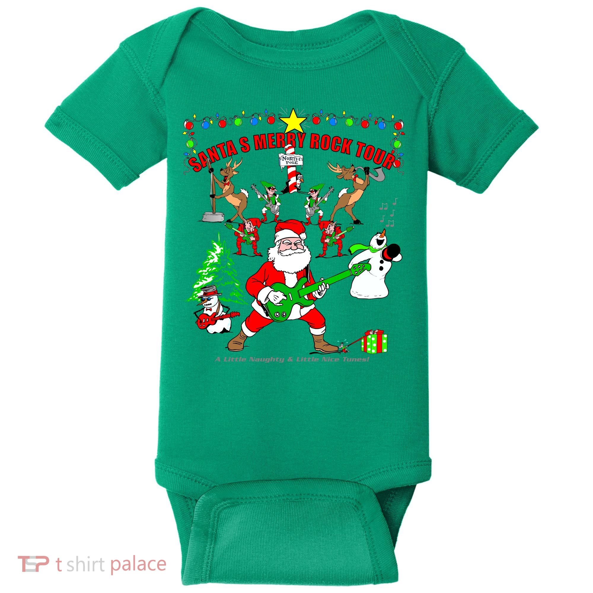 Santa's Merry Rock Tour Christmas Party Baby Bodysuit