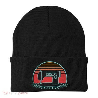 Sewing Machine Retro Vintage 80s Quilting Gift Beanie