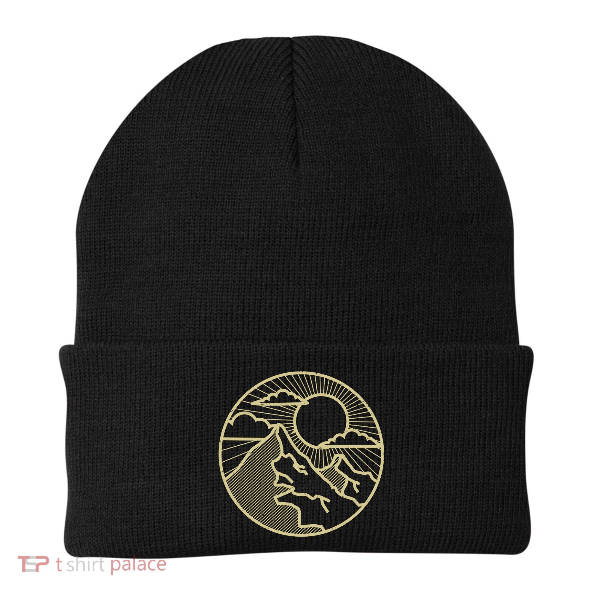 Sunset Mountain Retro Beanie