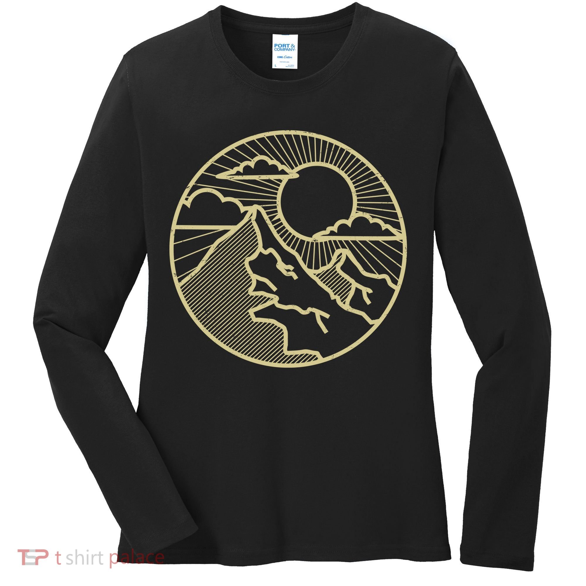 Sunset Mountain Retro Women's Long Sleeve Shirt