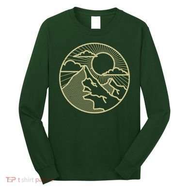 Sunset Mountain Retro Long Sleeve Shirt