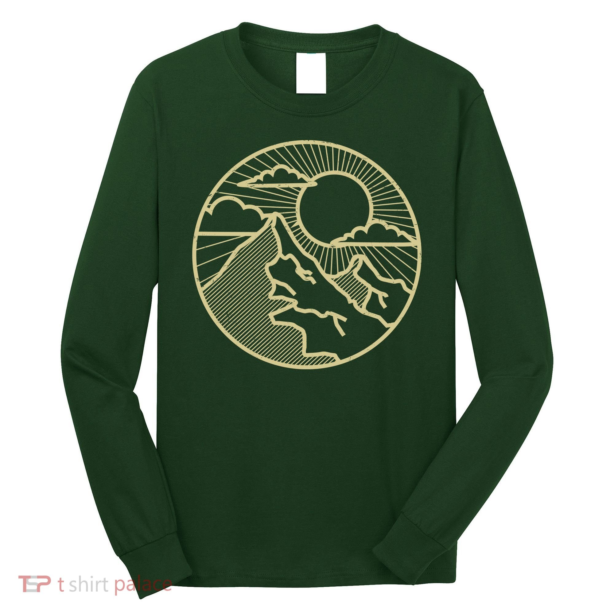Sunset Mountain Retro Long Sleeve Shirt