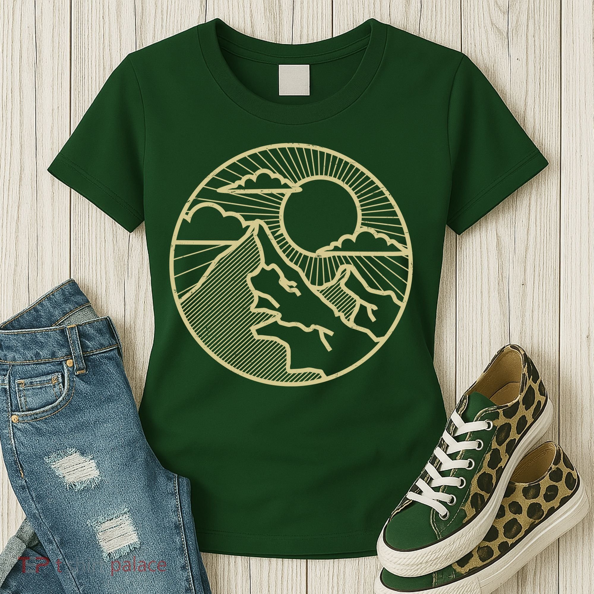 Sunset Mountain Retro Women's T-Shirt
