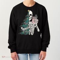 Sorta Merry Sorta Scary Funny Halloween Christmas Skeleton Women's Sweatshirt thumb 0