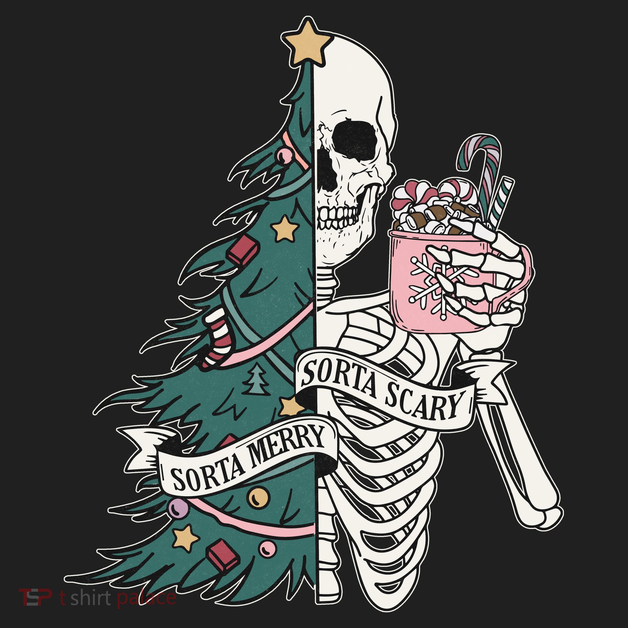 Sorta Merry Sorta Scary Funny Halloween Christmas Skeleton Women's Sweatshirt