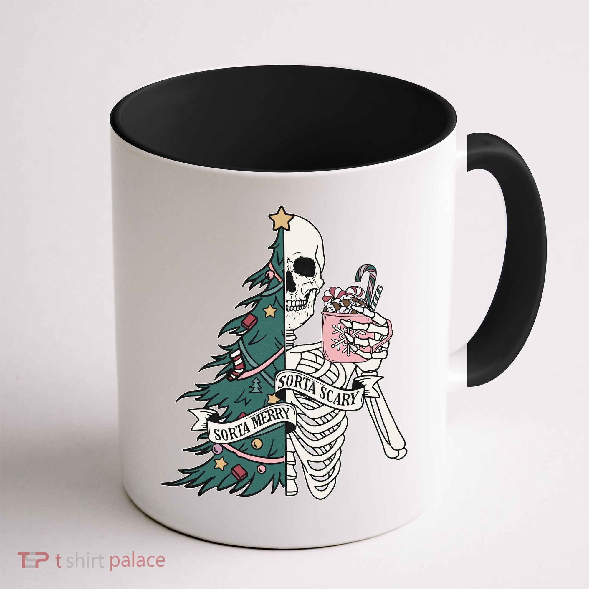 Sorta Merry Sorta Scary Funny Halloween Christmas Skeleton Coffee Mug