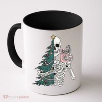 Sorta Merry Sorta Scary Funny Halloween Christmas Skeleton Coffee Mug thumb 0